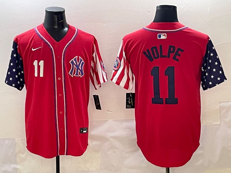 Men New York Yankees #11 Volpe Red a generation of national flags Jointly Name 2025 Nike MLB Jersey style 2->new york yankees->MLB Jersey